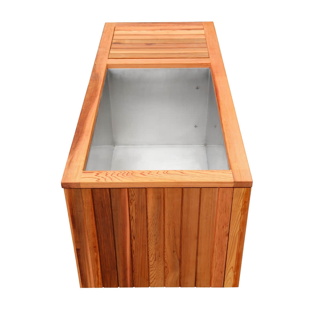 Outdoor family custom cold water spa bath.