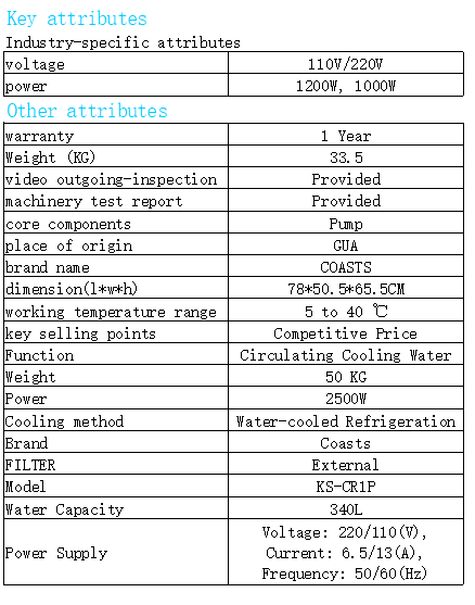 Water Cooled Machine Chiller Water Chiller 1HP With CE Certificate