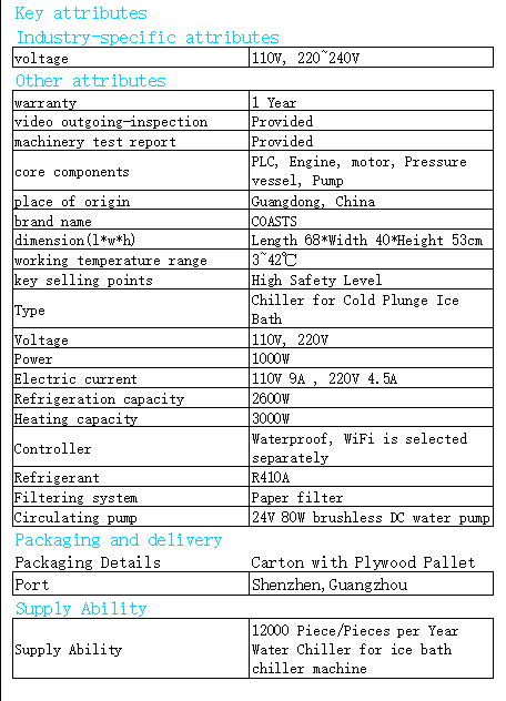 Smart Cold Water Chiller 1hp for Ice Bath Chiller Machine Cold Plunge Tub Chiller with Filtering System