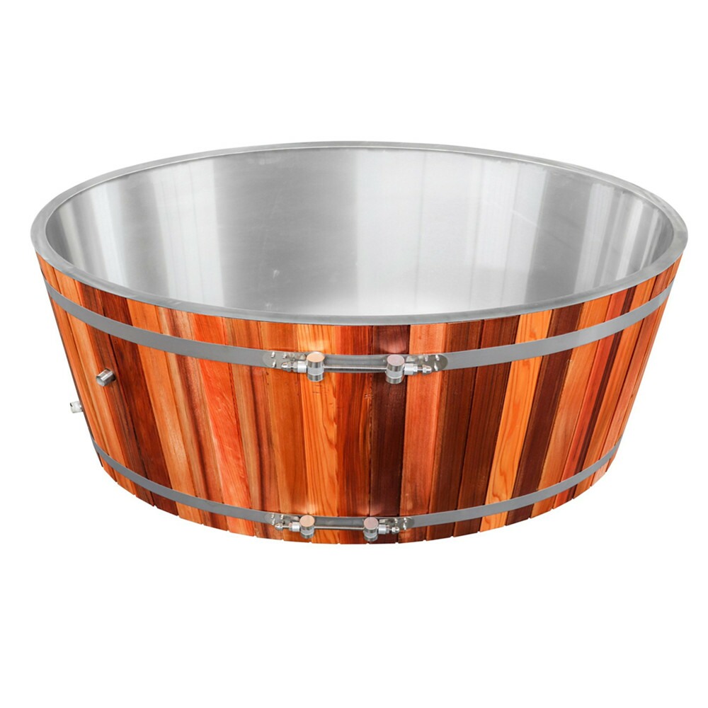 Outdoor Wooden Cold Plunge Tub With Integrated Chiller and Heater 2 Persons