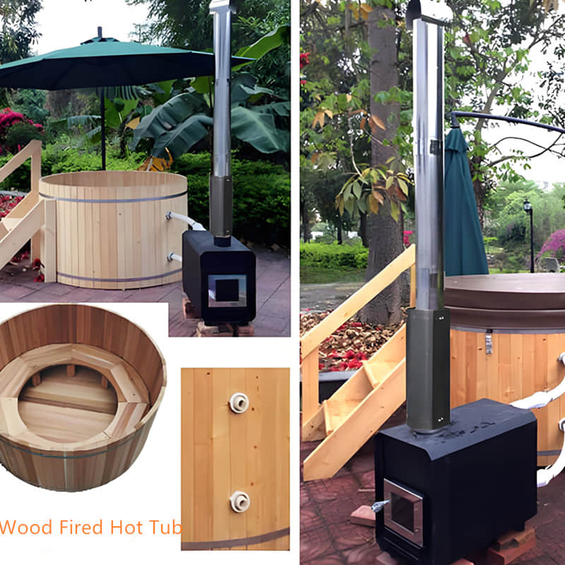 Outdoor Hot SPA Tub, Round Bathtub, Wood Fired Hot Tub