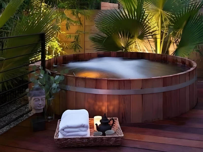 Create an outdoor spa bath